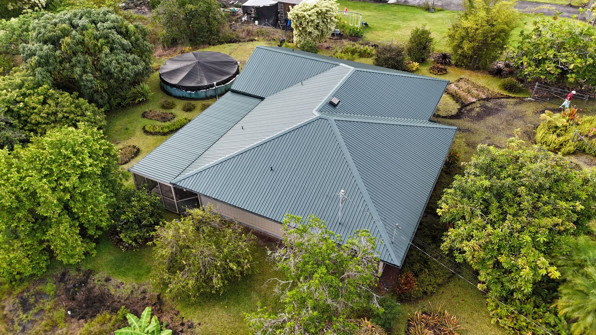 Gallery photos for Restoring a Vibrant Green Metal Roof in Hawaiian Paradise Park: Image #1