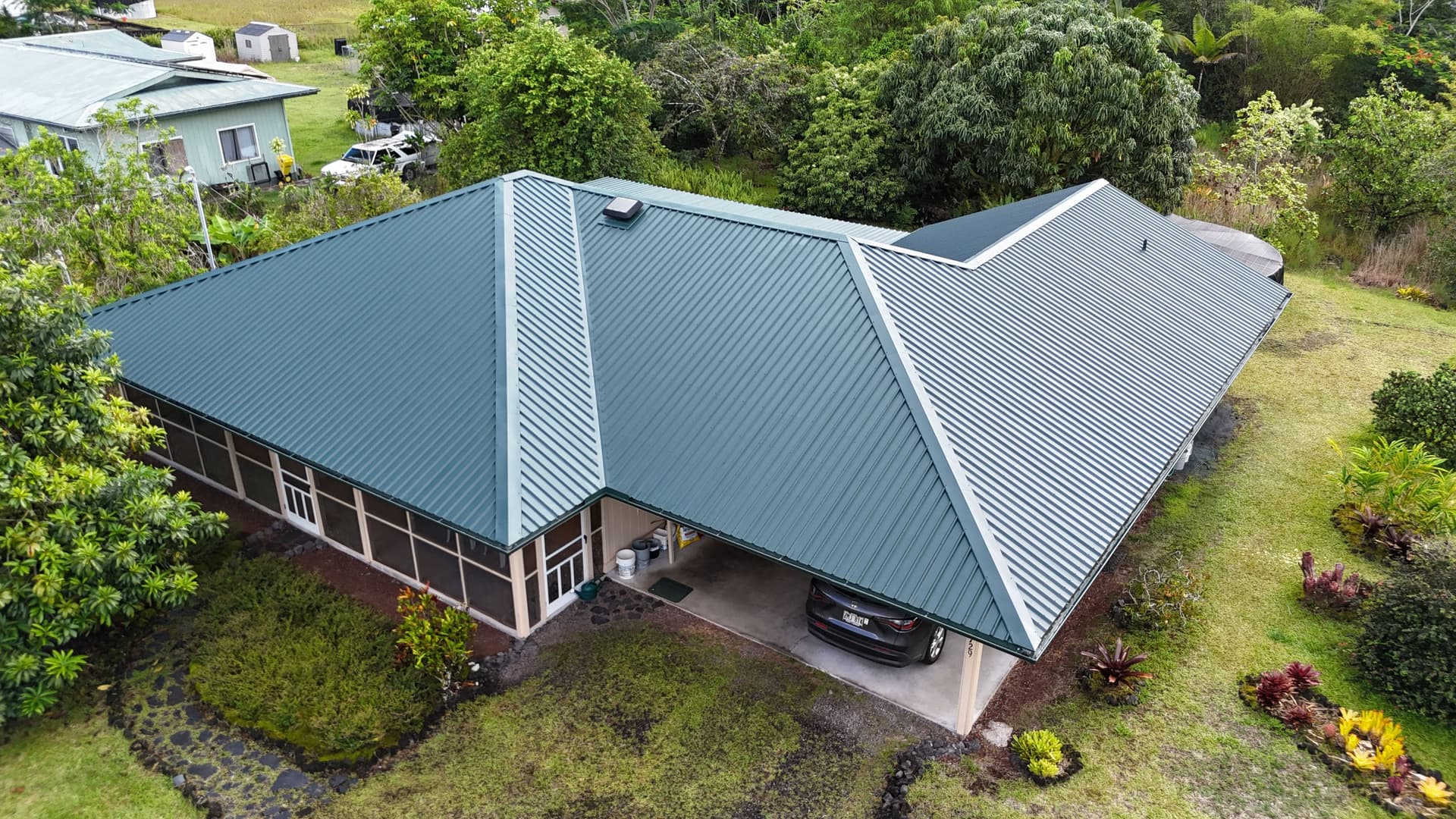 Gallery photos for Restoring a Vibrant Green Metal Roof in Hawaiian Paradise Park: Image #3